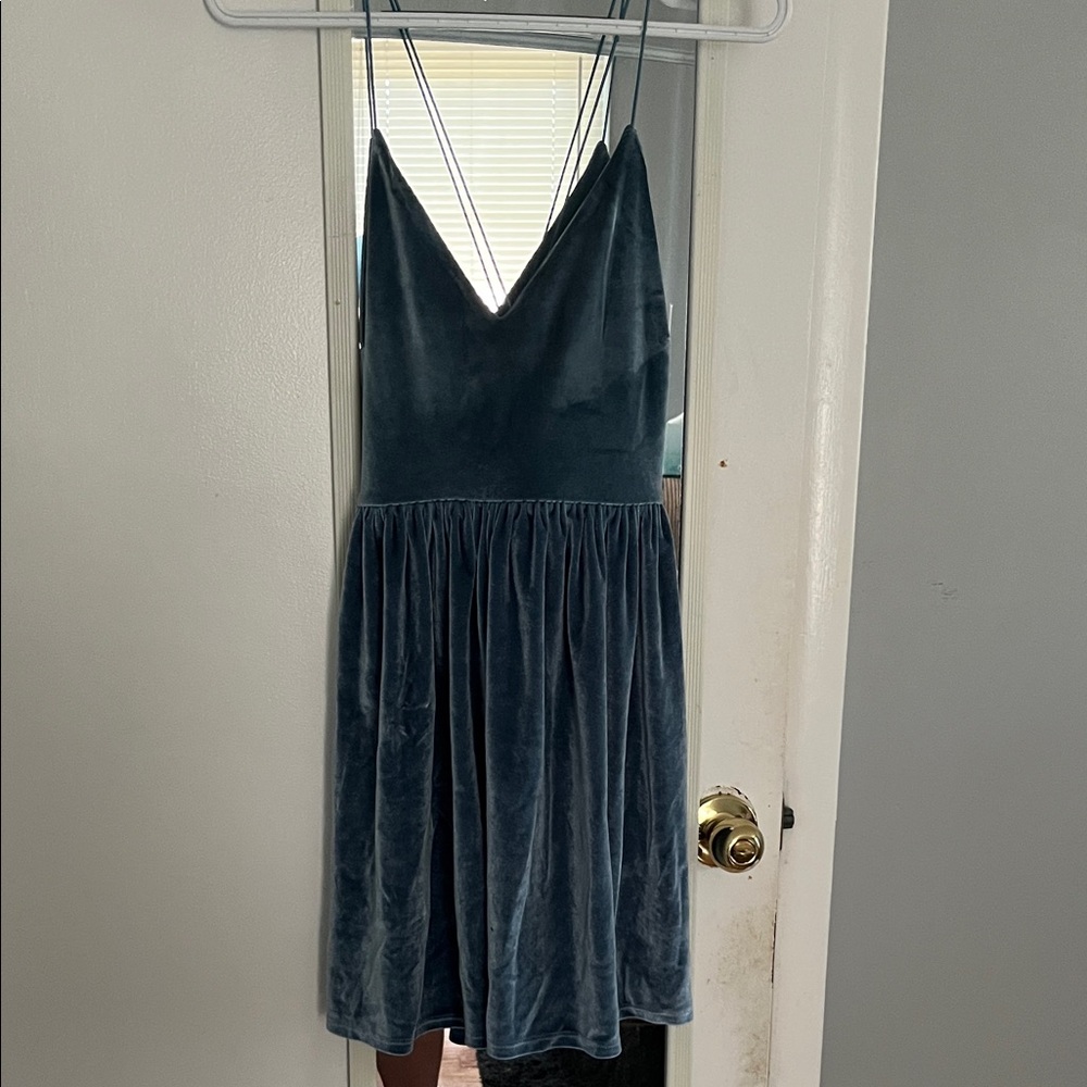 Forever 21 Velvet Backless Dress in Deep Blue